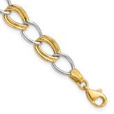 10K Two-Tone Polished Open Link Bracelet